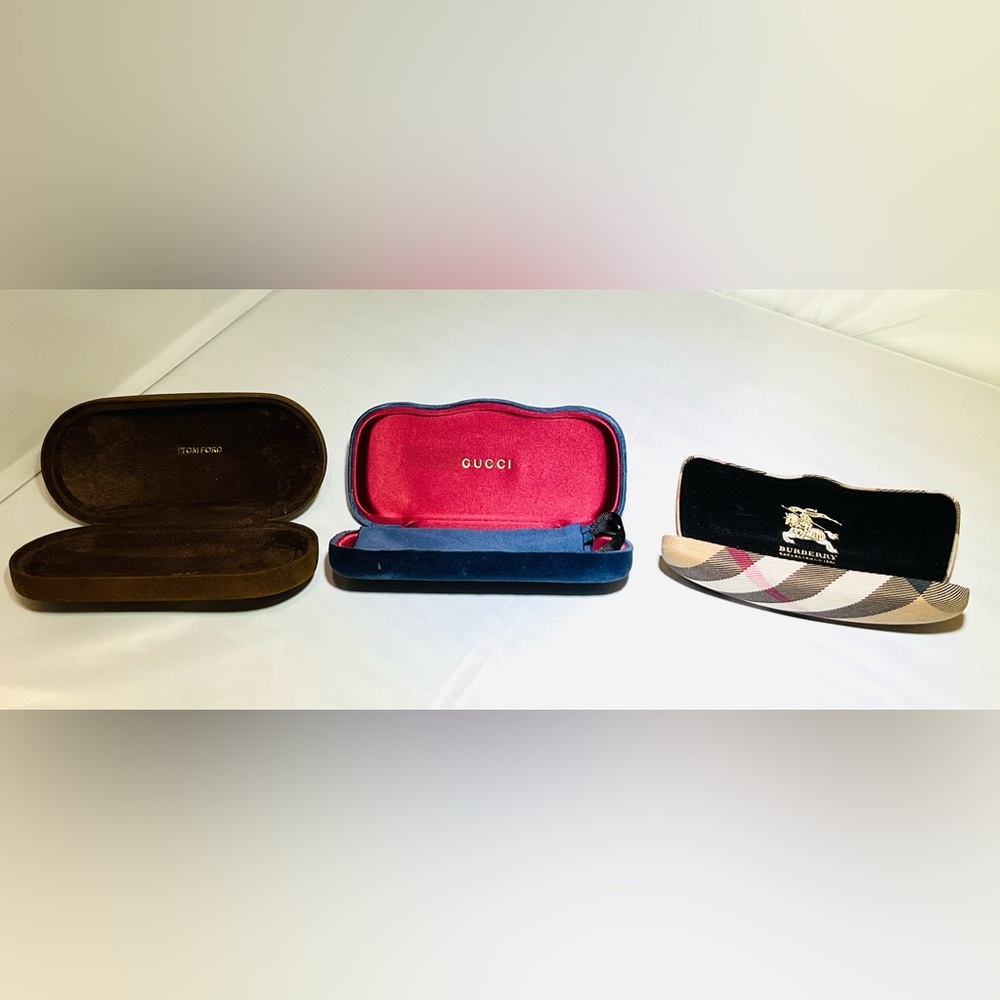 Set of Gucci, Tom Ford, and Burberry Sunglasses Cases